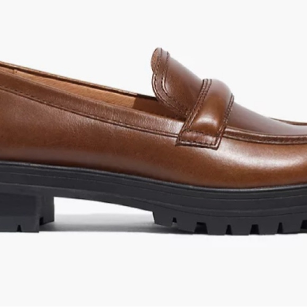 Madewell Brown Leather Lug Sole Penny Loafers